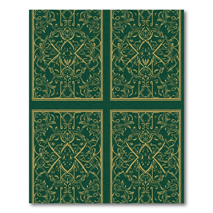 Emerald Green Gold Floral Border Rug
