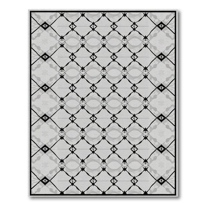 Gray Black Lattice Diamond Overlay Rug