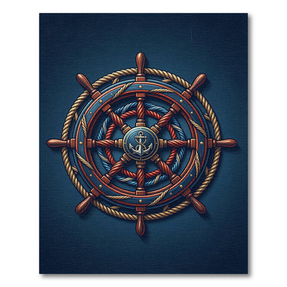 Nautical Anchor Ship Wheel Navy Rug