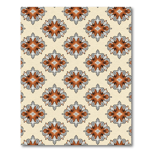 Terracotta Gray Floral Medallion Rug