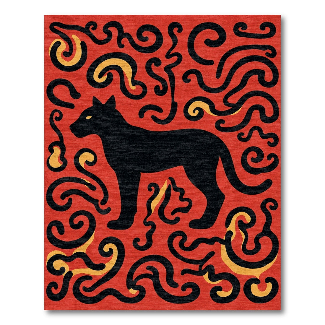 Red Black Panther Swirls Rug