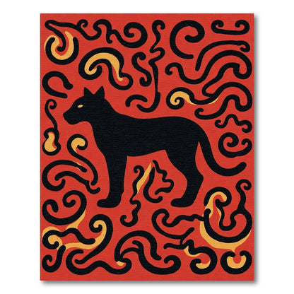 Red Black Panther Swirls Rug