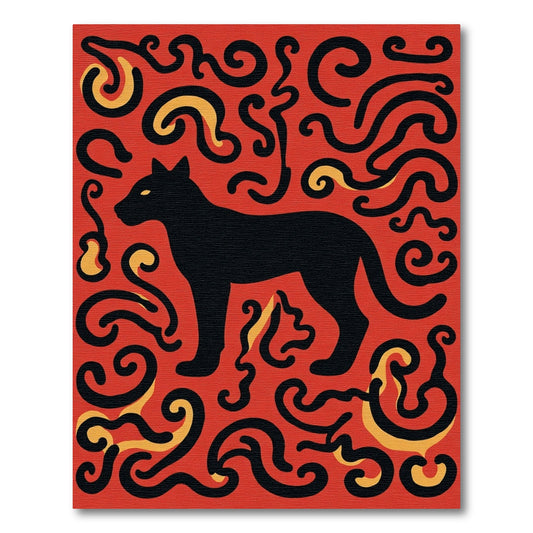 Red Black Panther Swirls Rug