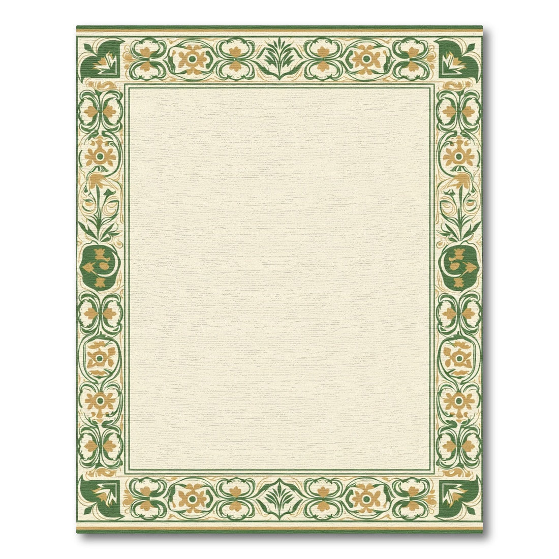 Green Gold Floral Acanthus Border Rug