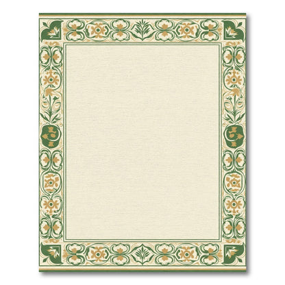 Green Gold Floral Acanthus Border Rug