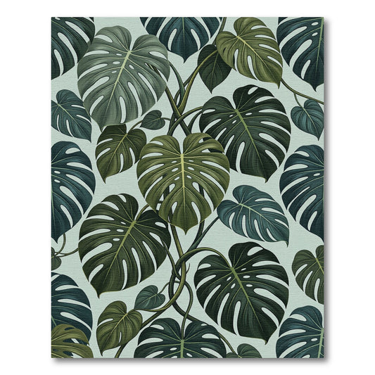 Dark Green Tropical Monstera Leaves Rug