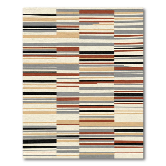 Earthy Geometric Stripe Assemblage Rug