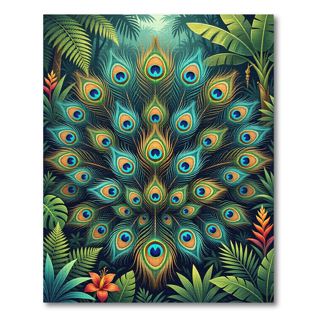 Vibrant Teal Peacock Feather Radiance Rug