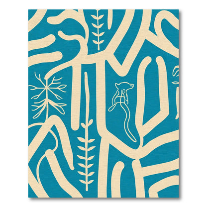 Abstract Cream Botanical Animals Rug