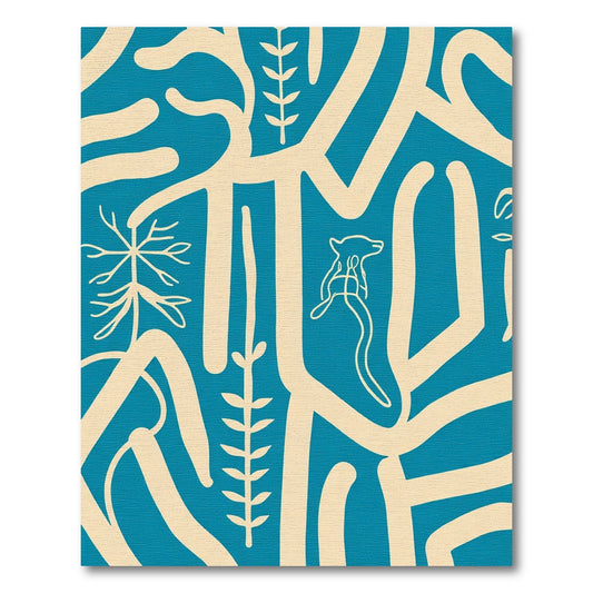 Abstract Cream Botanical Animals Rug