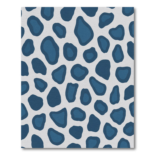 Classic Blue Abstract Organic Shapes Rug