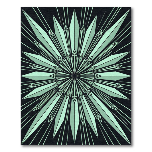 Art Deco Mint Starburst Symmetry Rug