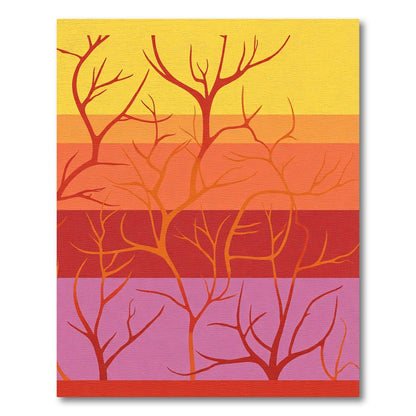 Sunset Branches Horizontal Stripes Rug