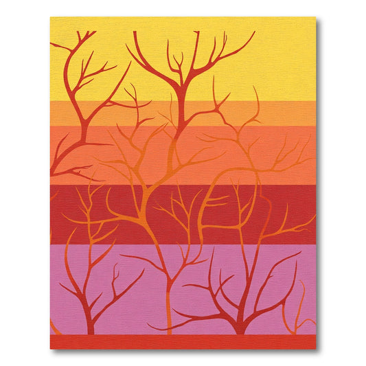 Sunset Branches Horizontal Stripes Rug