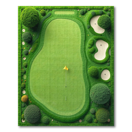 Whimsical Lush Green Golf Course Rug