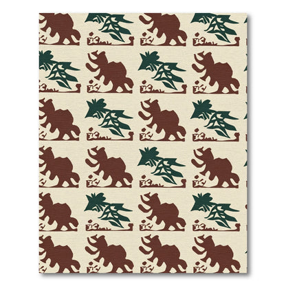 Rustic Brown Green Elephant Repeat Rug