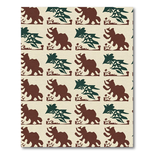 Rustic Brown Green Elephant Repeat Rug