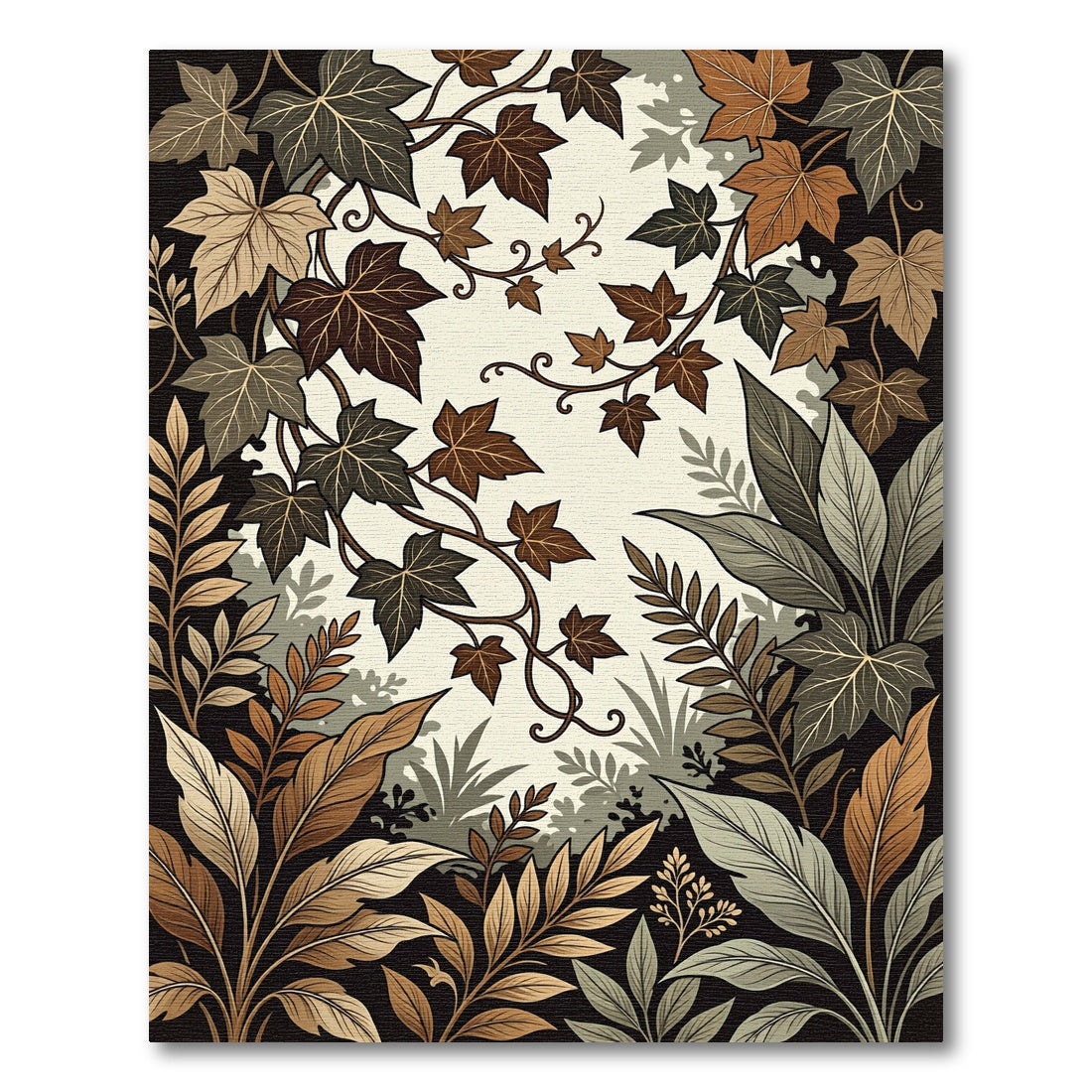 Rich Autumn Leafy Vine Ensemble Rug