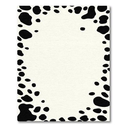 Black White Spots Border Rug