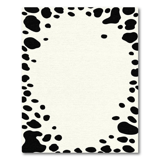 Black White Spots Border Rug
