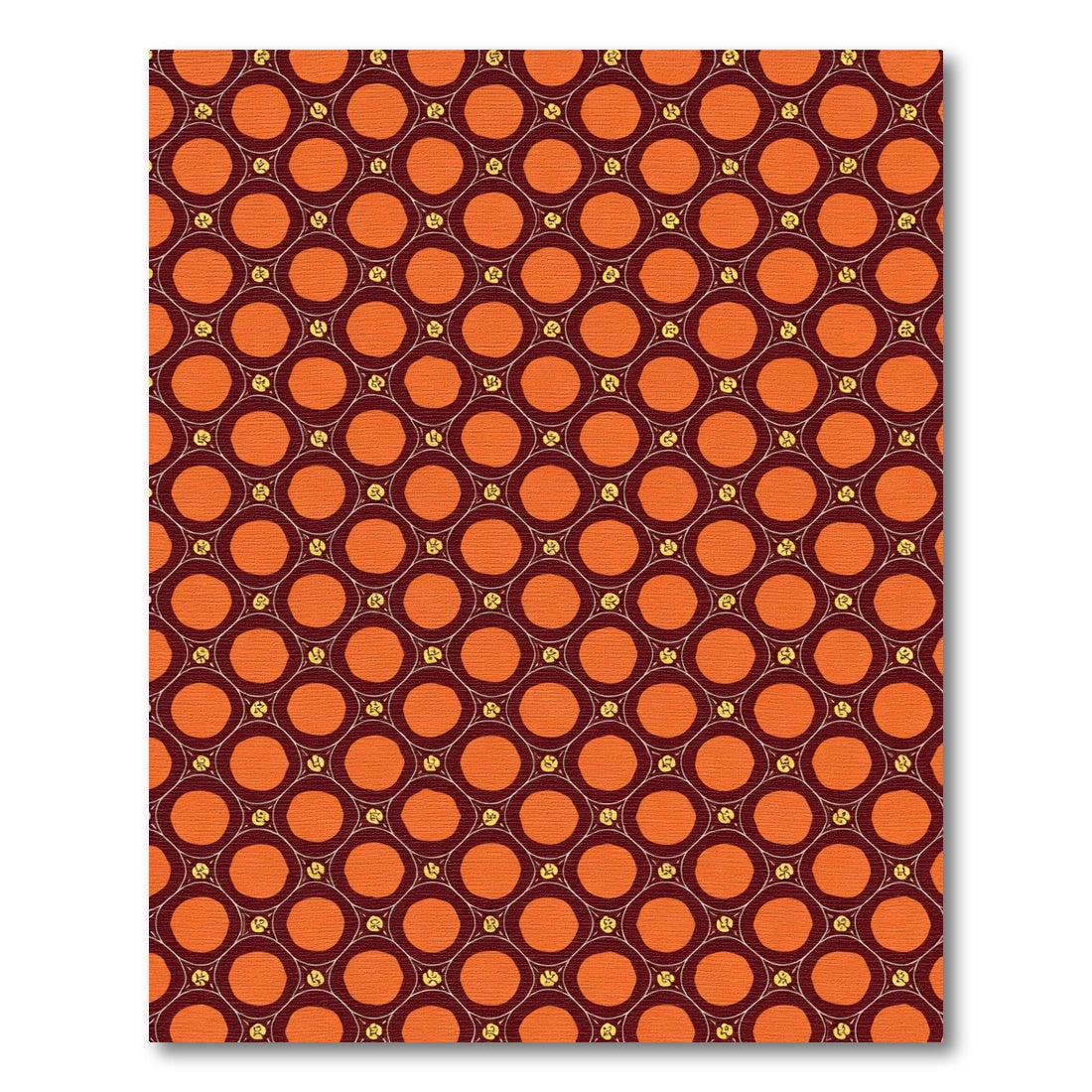 Orange Circles Burgundy Lattice Rug