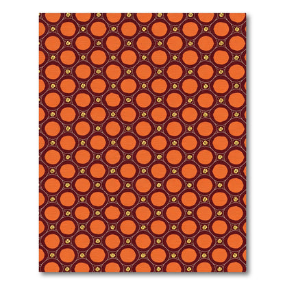 Orange Circles Burgundy Lattice Rug