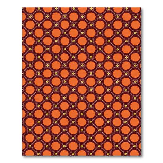 Orange Circles Burgundy Lattice Rug