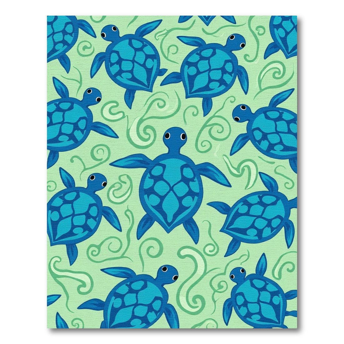 Blue Sea Turtle Swirls Ocean Rug