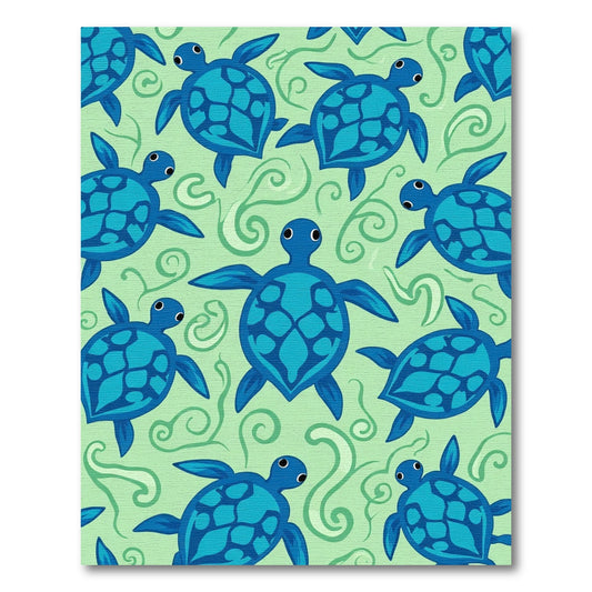 Blue Sea Turtle Swirls Ocean Rug