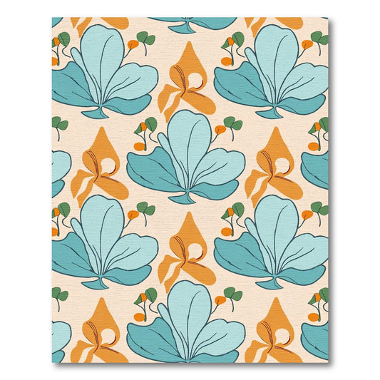 Serene Teal Orange Blossom Accents Rug
