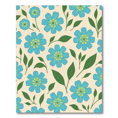Serene Blue Floral Foliage Repeat Rug