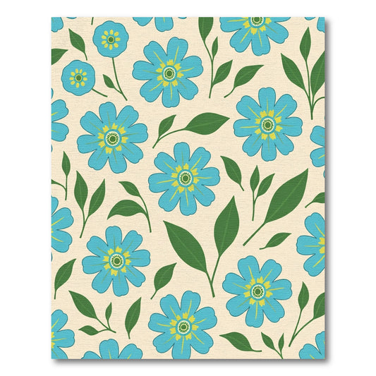 Serene Blue Floral Foliage Repeat Rug