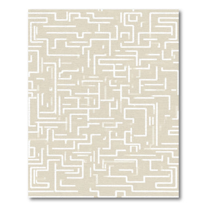 Cream White Geometric Maze Rug