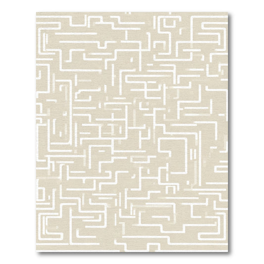Cream White Geometric Maze Rug