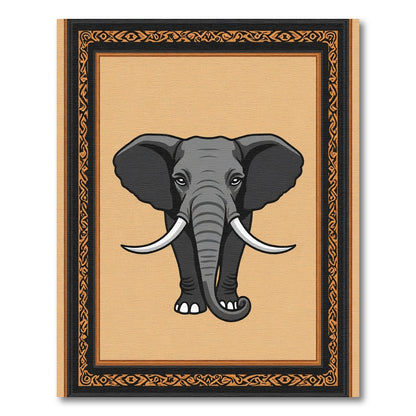 Majestic Gray Elephant Tribal Frame Rug