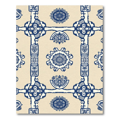 Indigo Blue Symmetry Medallion Tapestry Rug