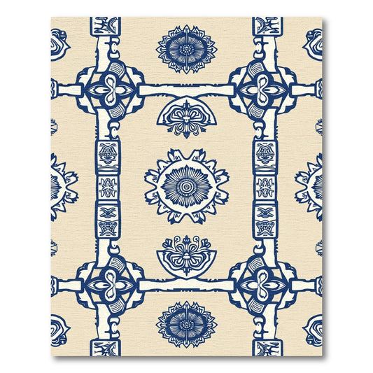 Indigo Blue Symmetry Medallion Tapestry Rug