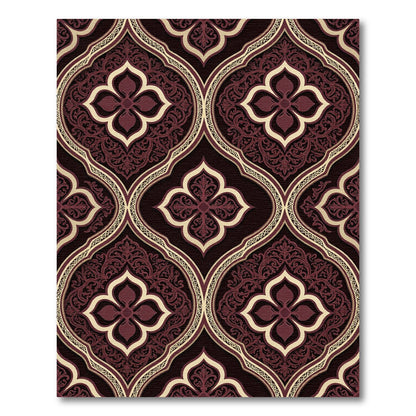 Damask Crimson Quatrefoil Floral Medallion Rug