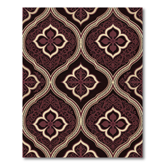 Damask Crimson Quatrefoil Floral Medallion Rug