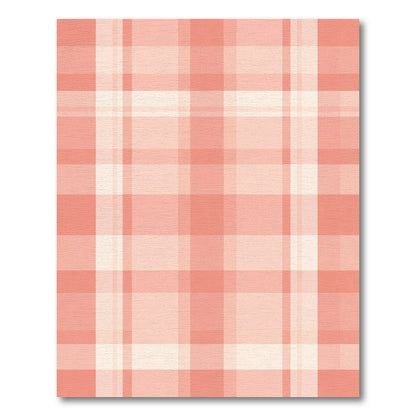 Coral Pink Plaid Seamless Grid Rug