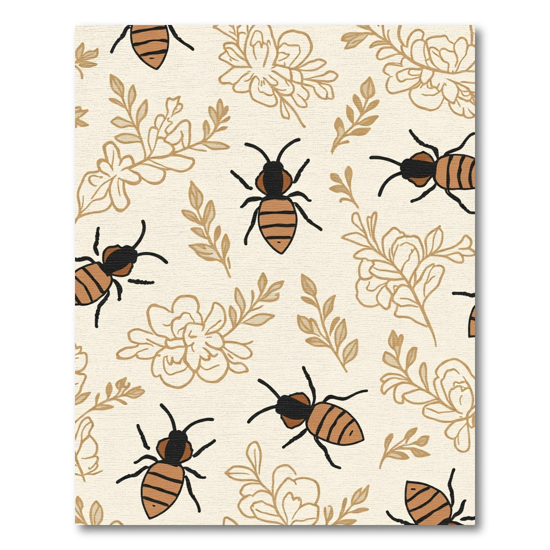 Golden Bee Floral Garden Rug