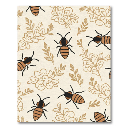 Golden Bee Floral Garden Rug