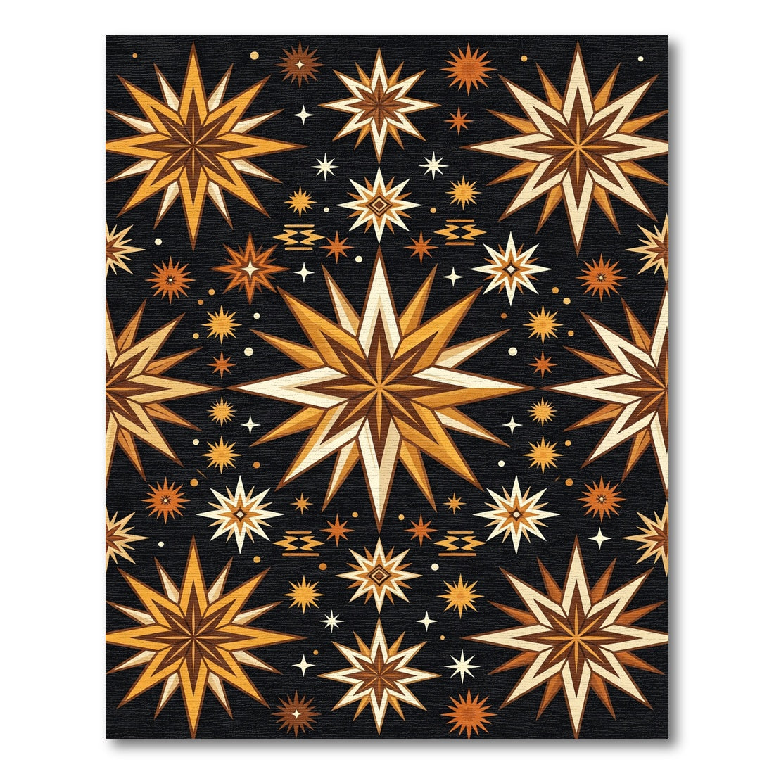 Golden Celestial Starry Night Geometric Rug