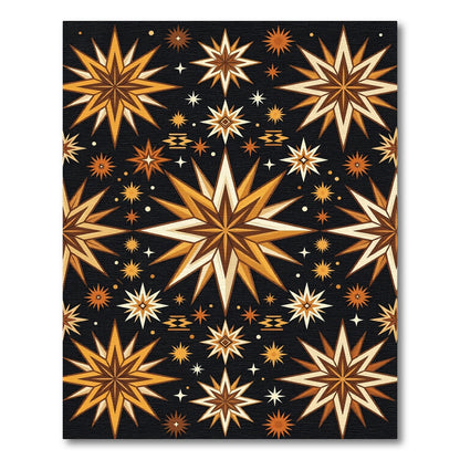 Golden Celestial Starry Night Geometric Rug