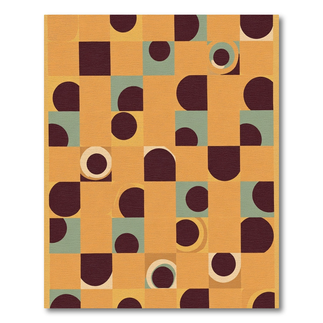 Golden Amber Abstract Geometric Circles Rug