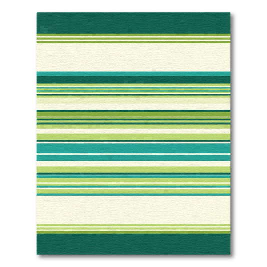 Teal Green Cream Striped Rug