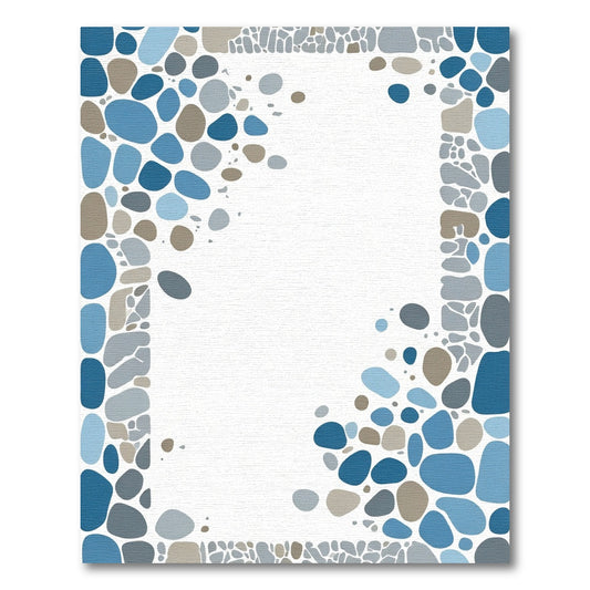 Pebble Border Blue Gray Medley Rug