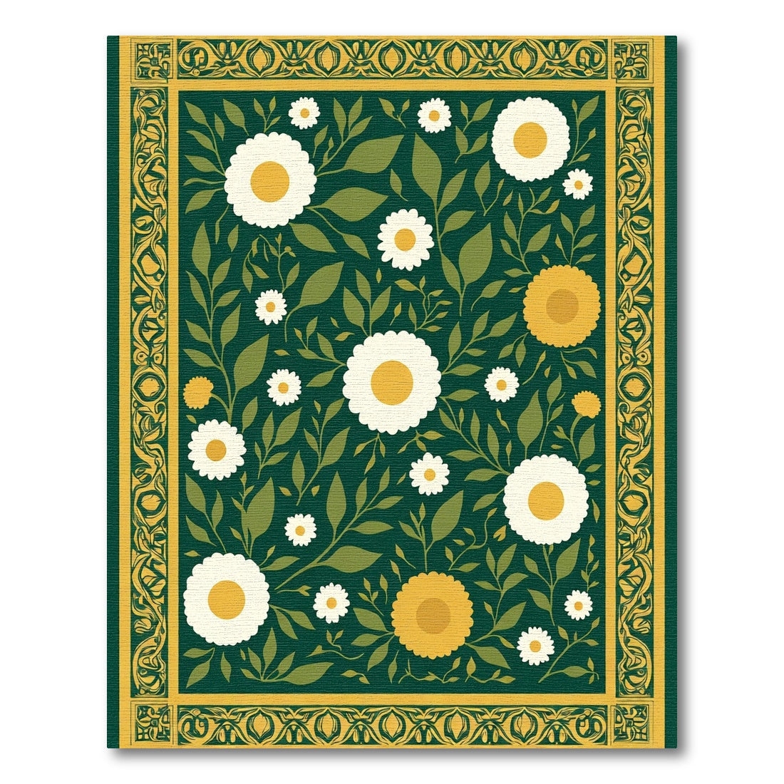 Emerald Meadow Floral Garden Rug