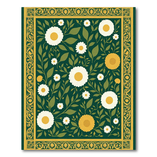Emerald Meadow Floral Garden Rug