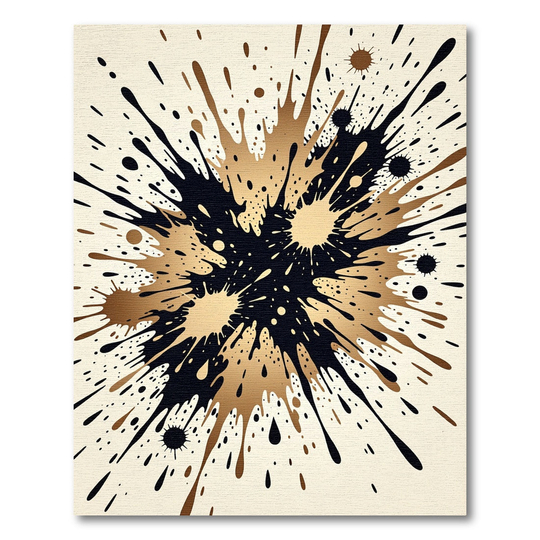 Bold Dark Gold Splatter Effect Rug